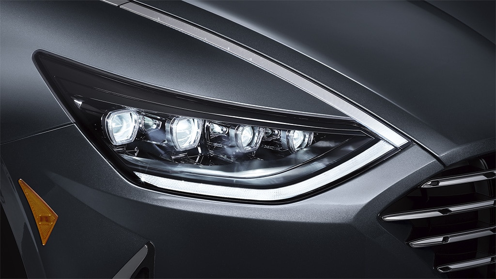 Exterior front view of the LED headlights on the 2022 SONATA